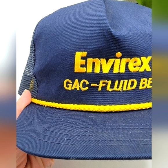 vintage 90s | Envirex gold/navy Made in USA adjustable trucker hat - Picture 2 of 6